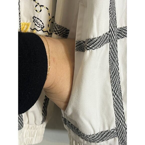 Koret Francisca Floral Jacket L White Full Zip Embroidery Checks Retro Classic - Picture 5 of 14